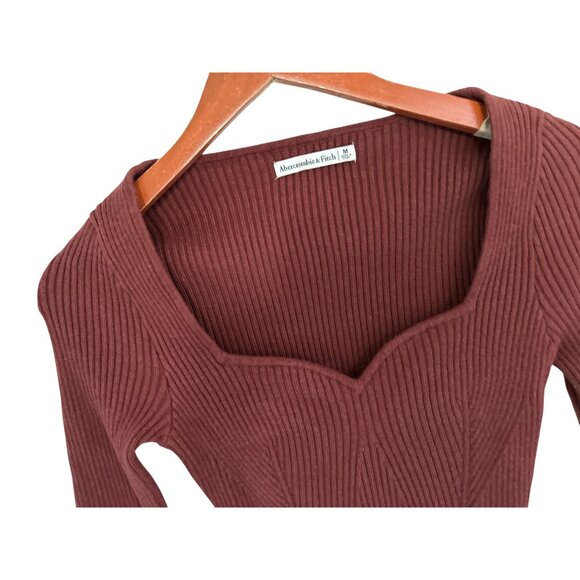 Abercrombie & Fitch Sweater Bodysuit Knit Cotton Blend sweetheart neckline Size - Picture 4 of 9